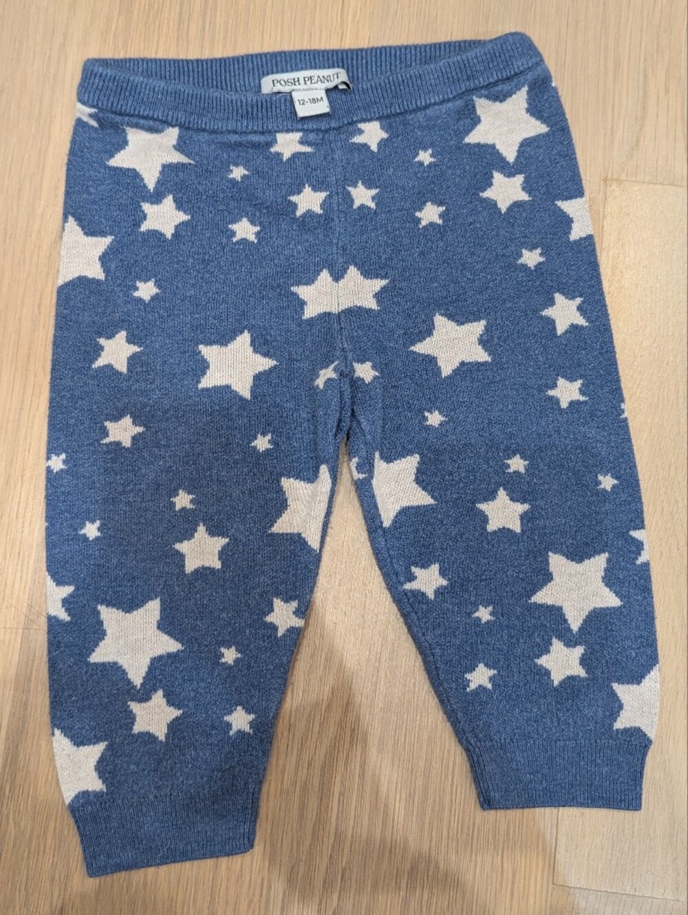 Posh Peanut Blue Star Knit Baby Leggings